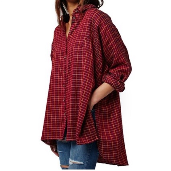 Topshop Tops - TOPSHOP Sugar Baby Check Oversize Shirt size 4